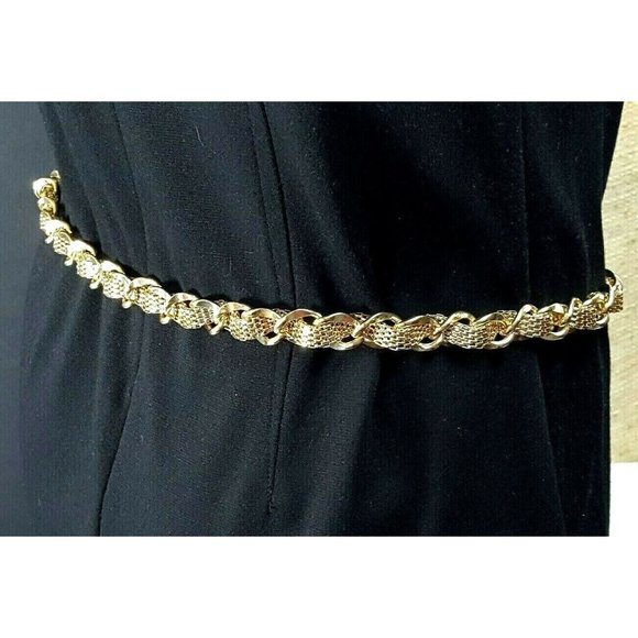 Gold Tone Link/Mesh entwined Chain Belt cb-71 - Picture 5 of 5